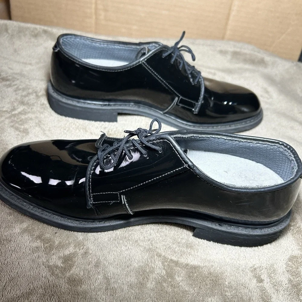 Bates Mens 8 E Wide Black High Gloss Uniform Duty Dress‎ Shoes Oxford Vibram